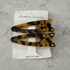 Set Of 2 Cat Tortoise Shell New Barrettes Golden Brown Black-NEW