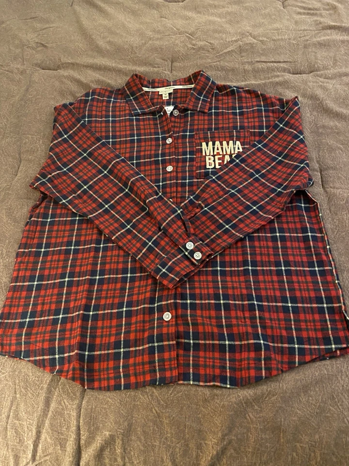 Dearfoam’s Women’s Mama Bear Plaid Pajamas Size XL 100% Cotton New Tags - Image 3 of 4