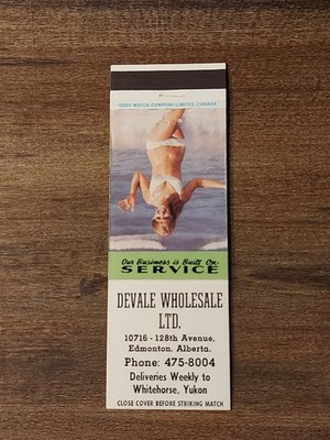 Vtg. Devale Wholesale Ltd., Edmonton, Alberta Matchcover (XX4)