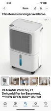 VEAGASO 2500 Sq.Ft Dehumidifier for Home with Drain Hose Max 34 Pints,Three Mode