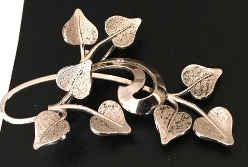 Vintage Brooch Pin MARKED VAN DELL 925 STERLING SILVER Mixed Metal Leaf lot y