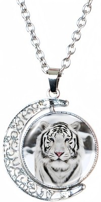 Weißer Tiger Geschenke für Frauen Mond Anhänger Halskette Schmuck süß ästhetisch Tier