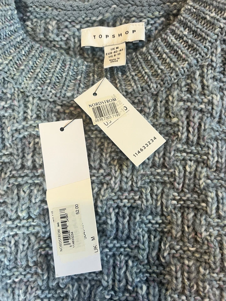 Chaleco Suéter Topshop Nordstrom Para Mujer Azul Claro Talla Mediana NUEVO CON ETIQUETAS NUEVO Foto 4 de 4