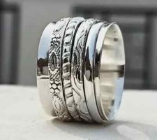 Solid 925 Sterling Silver Spinner Band Ring Statement Handmade Ring All Size