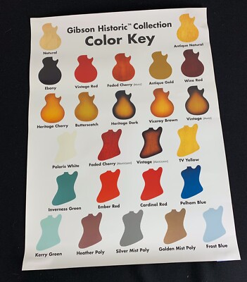 VINTAGE 1998 NEW GIBSON HISTORIC COLLECTION GUITAR COLOR KEY
