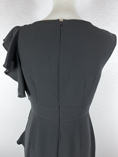 Tahari Arthur S Levine Dressy Black Dress Sexy Side Ruffle Knee Length Size 6P - Picture 6 of 11