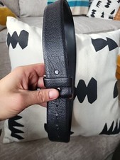 Paris Texas Made In Usa Split Cowhide Black Leather Buckle Snap Belt Size 32