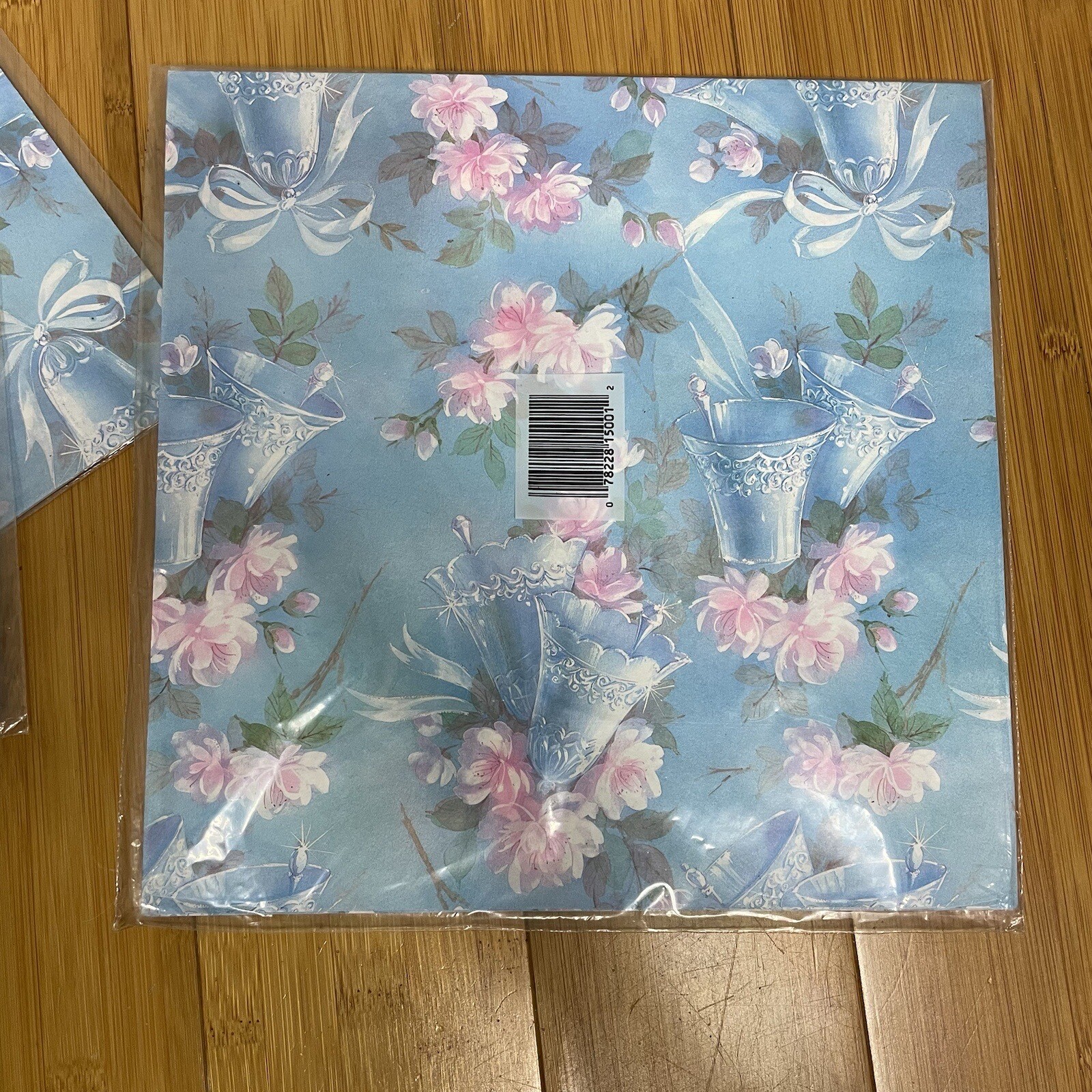Wedding Bells Gift Wrap Sheets Blue Wrapping Paper Set Of 4 Vintage Crafts NOS