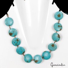 114.70 Ct Natural Turquoise Round Cut Side Purple Drilled Briolette Strand 10"