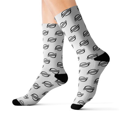 Stellar XLM Lumens White Crypto Token Socks, Cryptocurrency Coin Crew Socks