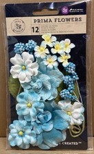 Prima Marketing, 12 Blue Prima Flowers, Embellishments, Leaves