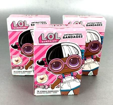 (3) LOL Surprise  Antibacterial Bandages Sterile 20 assorted shapes sizes NEW