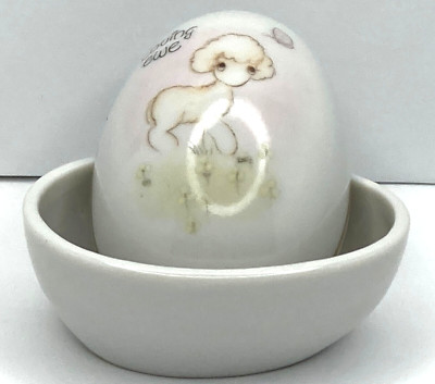 エミリオ・グレコ 直筆サイン『COMMIATO No21』エッチング 0801S Enesco 1978 Loving Ewe Egg Shape Ceramic Trinket made in