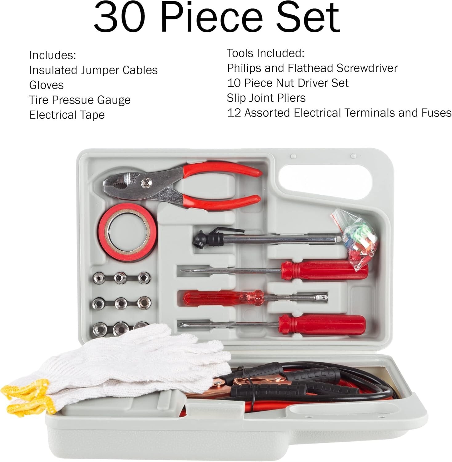 Emergency Roadside Assistance Kit - 30 Pieces for Confident Driving and Safety