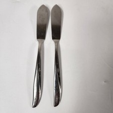 (2) Oneida butter spreaders Stainless Flatware USA Starlet Starburst Atomic MCM