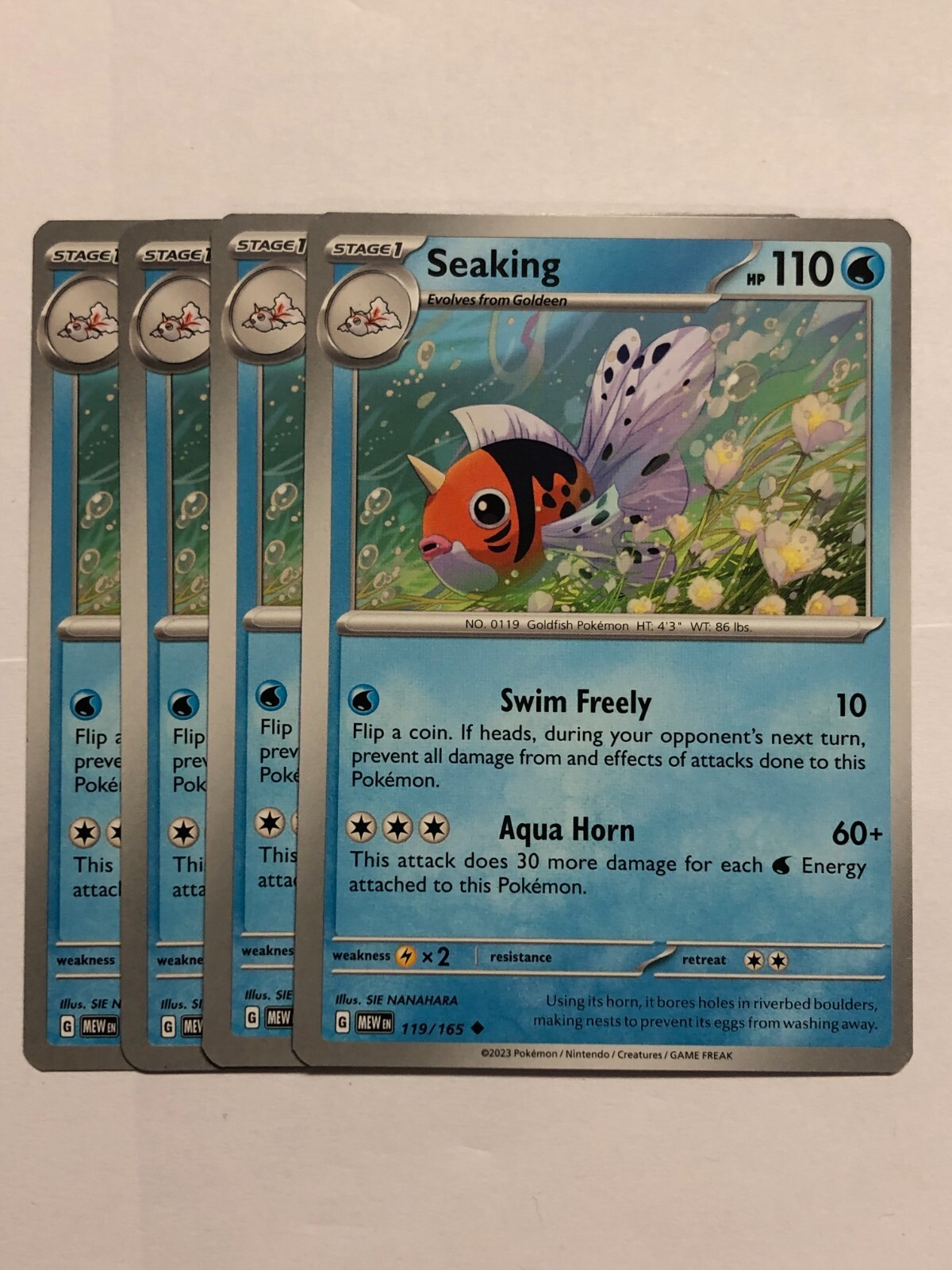 Pokemon Card 151 4x Playset Seaking 119/165 Near Mint