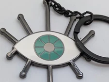 Green Eye with Lashes Keychain Metallic