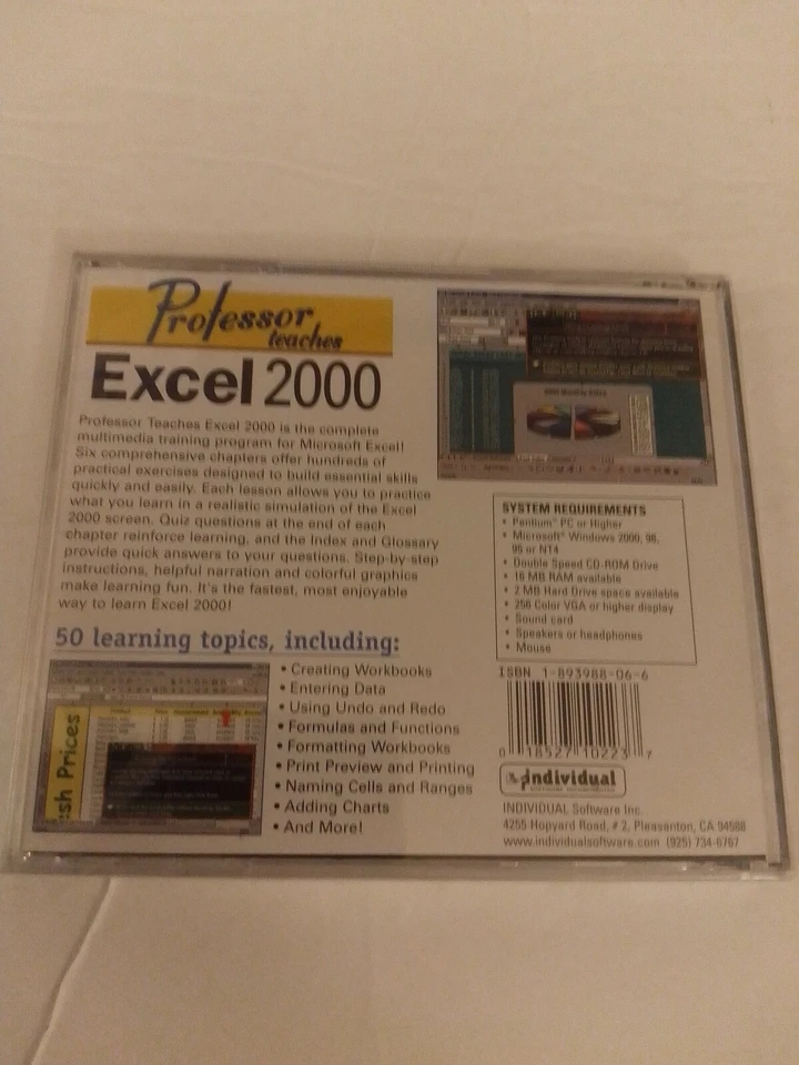 Professor Teaches Excel 2000 CD-ROM for Windows 98 to XP Brand New Sealed - Image 2 of 2