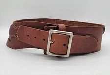 Vintage Brown Leather Holster Belt With Ammo Loops 22lr