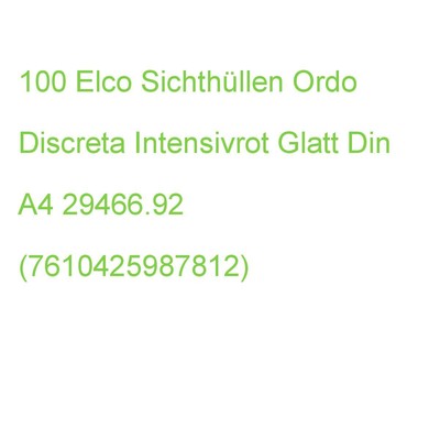 100 Elco Sichthüllen Ordo Discreta Din A4 Rot Glatt 120 G/qm 29466.92 (761042598