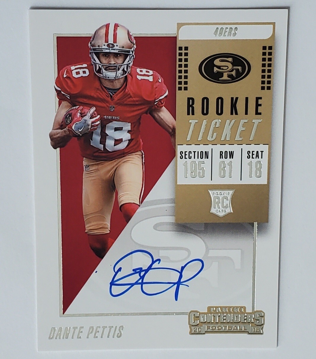 DANTE PETTIS 2018 Panini Contenders Football #118 Rookie Ticket RC AUTO