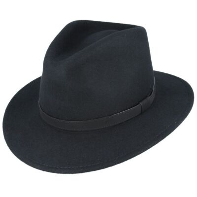 Fedora Filz Wollhut knautschbar mit Lederband Unisex hochwertiger Hut