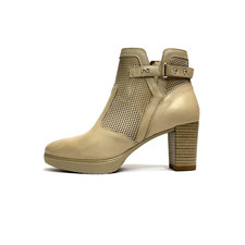 NERO GIARDINI SCARPE DONNA STIVALETTI TRAFORATI ESTIVI E512670D CHAMPAGNE PELLE