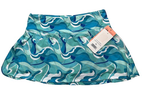 NWT X by GOTTEX Athena Seafoam Golf Tennis Pickleball Knit Godet Skort XL - 第 3/8 張圖片