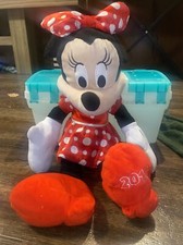Disney Minnie Mouse Plush 2016 Red White Polka Dot Dress 20" Tall Excellent