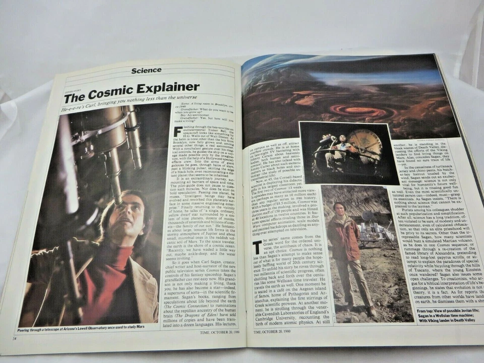 Carl Sagan Time Magazine October 20 1980 Astronomer Cosmic Explainer vtg - Image 3 of 4