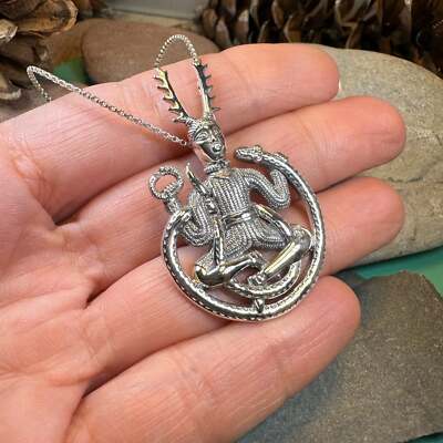 Horned God Cernunnos Pendant 925 Pagan Necklace W/FREE CHAIN | eBay