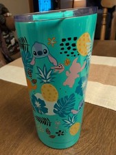 ZAK Stitch Flowers BLUE Tumbler Stainless Steel 16oz RARE NEW
