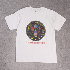 VTG 90s USA Air Force Retired Military Made in USA XL Gray Short Sleeve T-Shirt