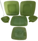 Vintage Fire-King Jadeite Charm 6-Pc Lot 3 Luncheon Plates 2 Cups 1 Saucer
