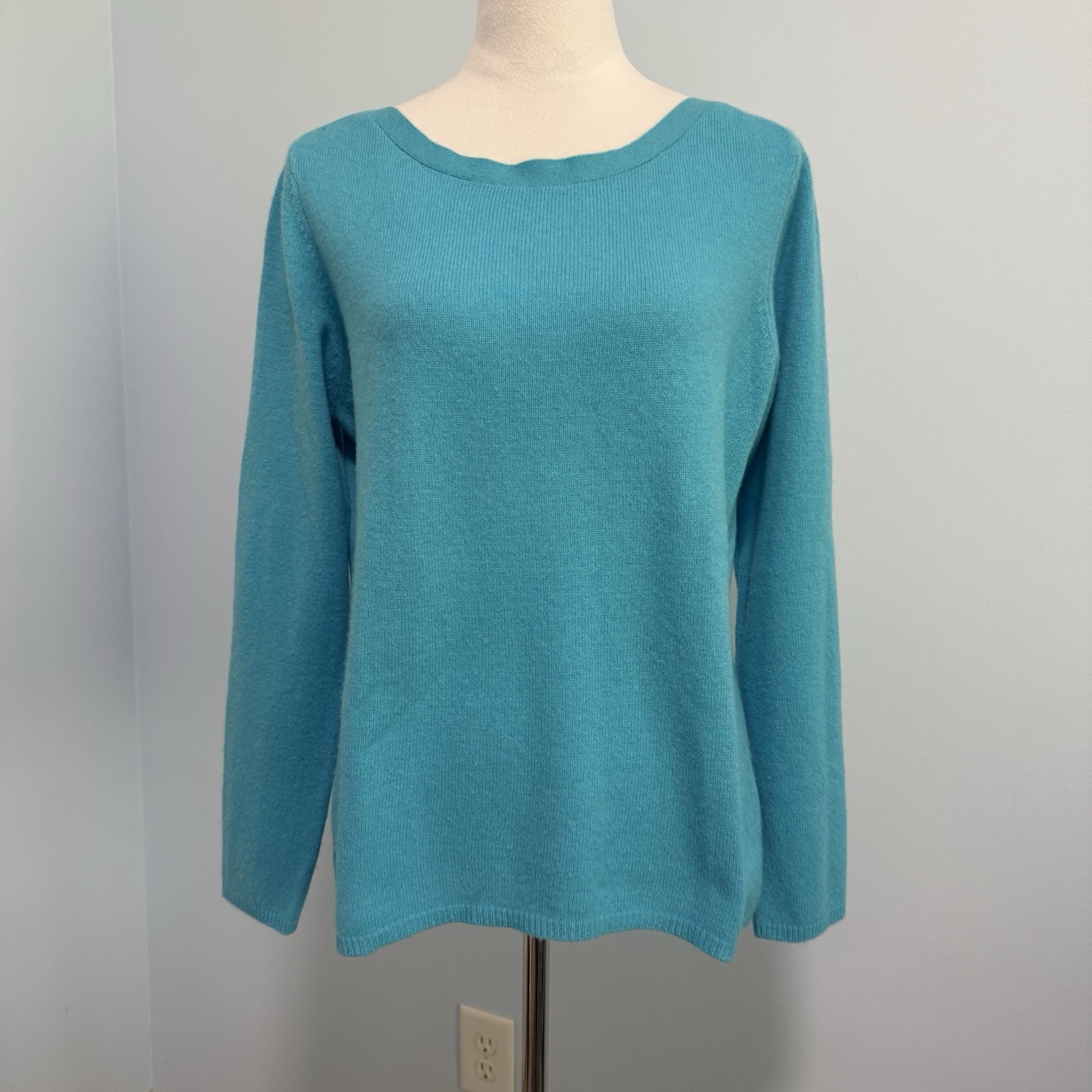 Peck And Peck 2-ply 100% Cashmere Aqua Pullover Sweater Size XL