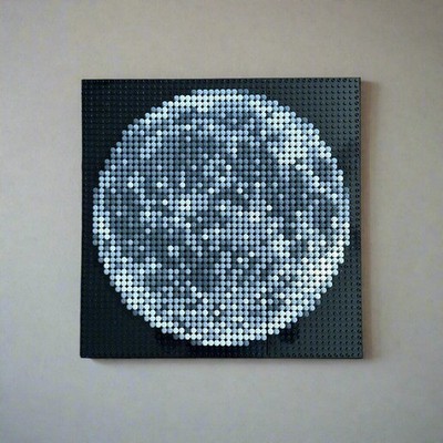 Pixel Art Moon Mosaic   Brick-Compatible Build