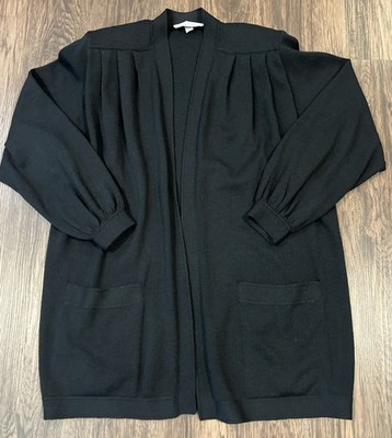 St John Basics Open Front Color Black Cardigan Womens M Santana Knit