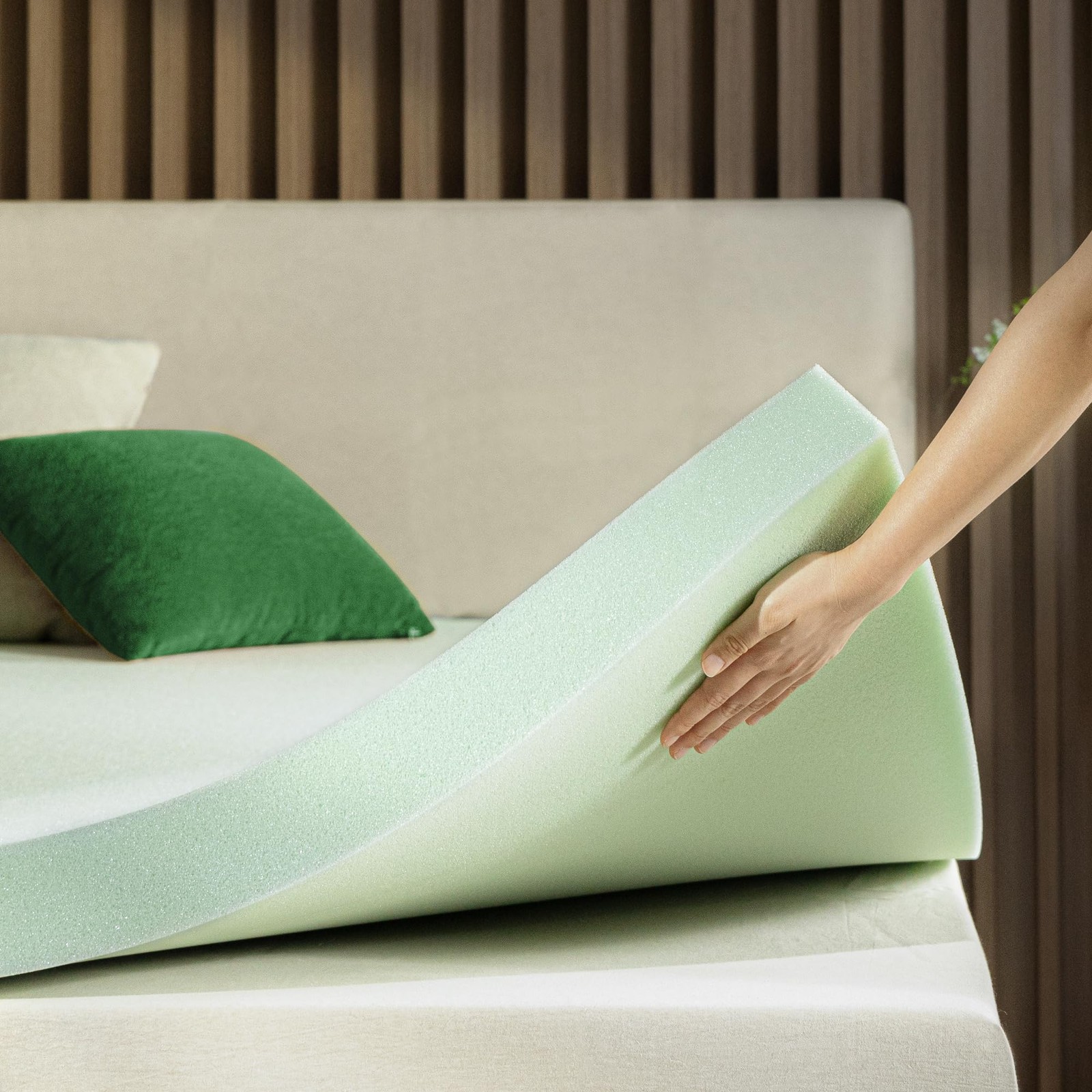 Memory Foam Mattress Topper King - Green