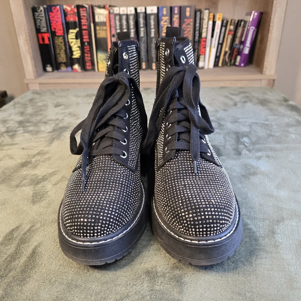 Botas de combate Madden NYC para mujer gruesas con estrás talla 9 Foto 2 de 4