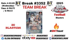 NEW YORK JETS 2025 Topps Chrome Football Blaster 20 BOX Break #3352