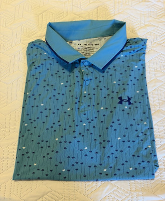 Under Armour Iso-Chill Men's 2XL Blue Loose Fit Polo Short Sleeve Logo Button