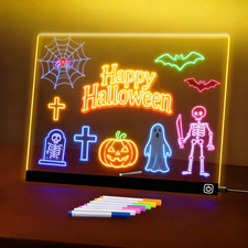 LED Note Board with Colors, 11.8"X9.4" Led Drawing Board Acrylic Dry Erase Board