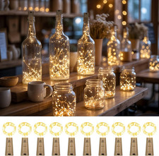 10 Pack Bottle Lights with Cork, 20 LED 7Ft Warm White Copper Wire String Lights