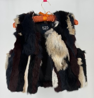 525 America Luxe Fur Vest Women's Sm Multicolor Real Dyed Rabbit Fur Patchwork