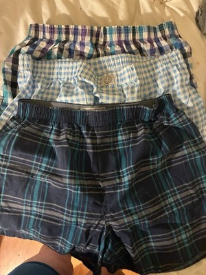 Men s Boxer Shorts Gildan And Bobbie & Brooks Size L Blue Gingham