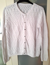 Edinburgh Woollen Mill, pointelle cotton cardigan, white, size S/M