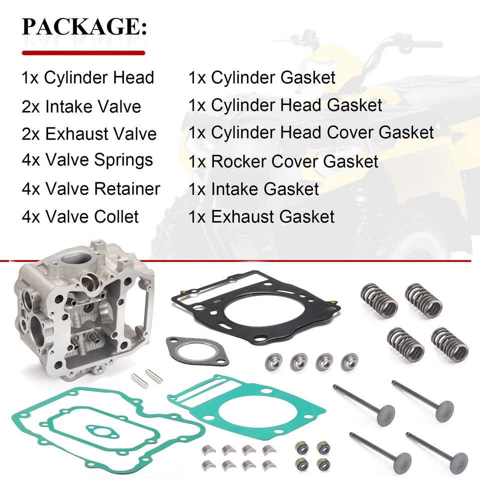 Cabeça de cilindro do motor com junta de válvula para Polaris Scrambler 500 1997-2012 3085527 - Imagem 4 de 4