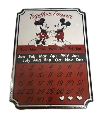 Mickey and Minnie Mouse Tin Sign Calendar 14  x 10 , Brand New
