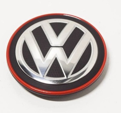 Genuine VW Golf R32 GTI 5G Rabbit Wheel Center Hub Caps Chrome + Red 57mm 4 Pcs