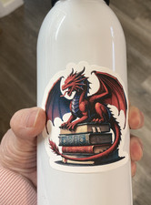 Vinyl Water Resistant Sticker Mystical Dark Red Book Dragon Sticker 3 inches